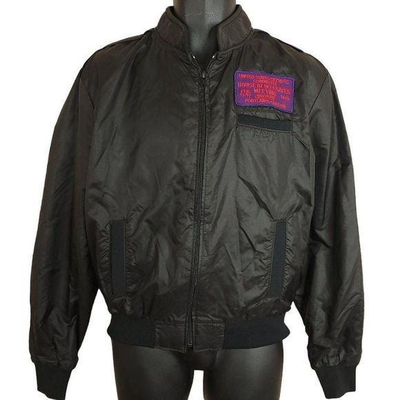 United States Olympic Committee Jacket Vintage 80s 1989 Cafe Racer Made In USA M - Picture 1 of 5